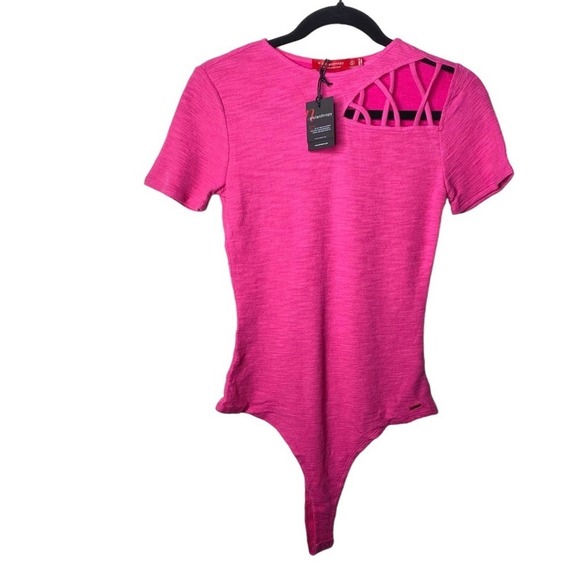 n:Philanthropy Irene Pink Fuchsia Cut Out Bodysuit Size Small NWT - Picture 4 of 8